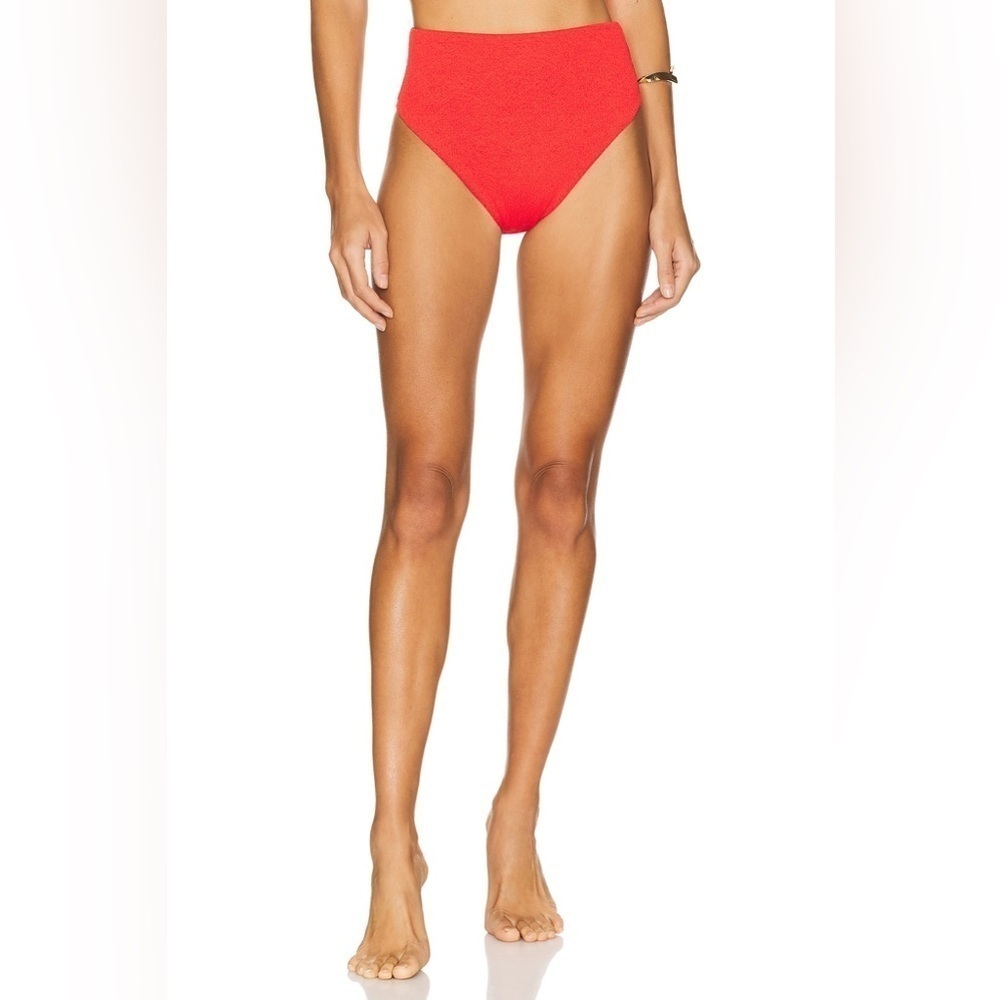 VIX Bela Hot Pants High Waist Bikini Bottom Size 8 Textured Red NWT